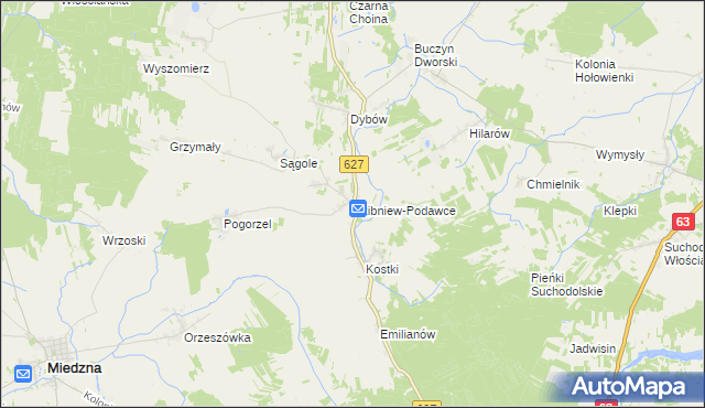 mapa Skibniew-Podawce, Skibniew-Podawce na mapie Targeo