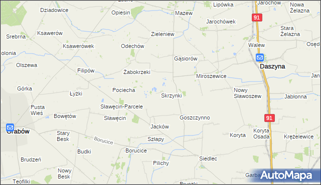 mapa Skrzynki gmina Daszyna, Skrzynki gmina Daszyna na mapie Targeo