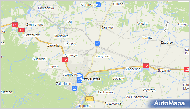 mapa Skrzyńsko, Skrzyńsko na mapie Targeo