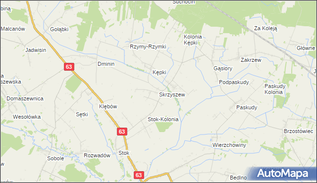 mapa Skrzyszew, Skrzyszew na mapie Targeo