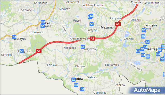 mapa Skrzyszów gmina Godów, Skrzyszów gmina Godów na mapie Targeo