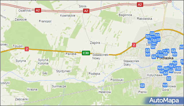 mapa Sławacinek Nowy, Sławacinek Nowy na mapie Targeo