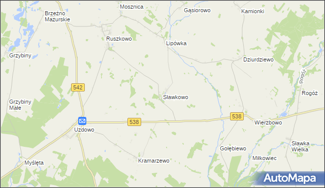 mapa Sławkowo gmina Działdowo, Sławkowo gmina Działdowo na mapie Targeo