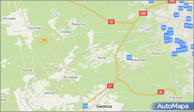 mapa Słone gmina Świdnica, Słone gmina Świdnica na mapie Targeo