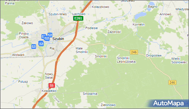 mapa Smolniki gmina Szubin, Smolniki gmina Szubin na mapie Targeo