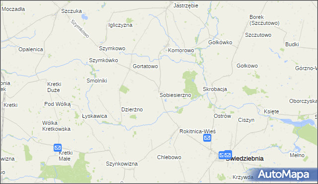 mapa Sobiesierzno, Sobiesierzno na mapie Targeo