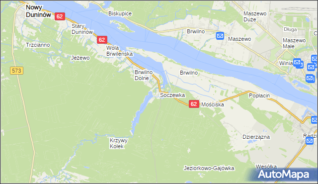 mapa Soczewka gmina Nowy Duninów, Soczewka gmina Nowy Duninów na mapie Targeo