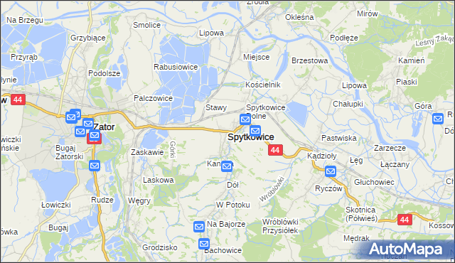 mapa Spytkowice powiat wadowicki, Spytkowice powiat wadowicki na mapie Targeo