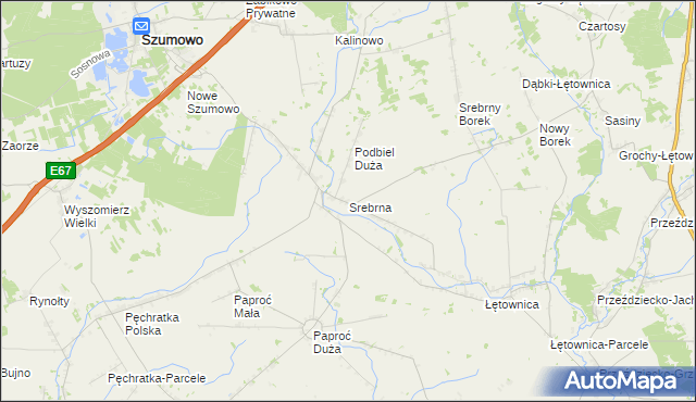 mapa Srebrna gmina Szumowo, Srebrna gmina Szumowo na mapie Targeo