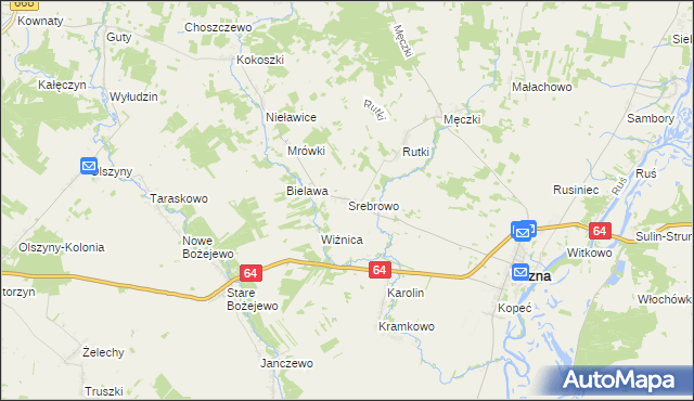 mapa Srebrowo, Srebrowo na mapie Targeo