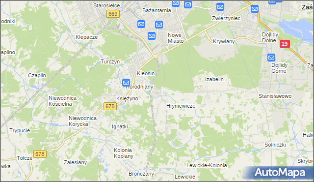 mapa Śródlesie gmina Juchnowiec Kościelny, Śródlesie gmina Juchnowiec Kościelny na mapie Targeo