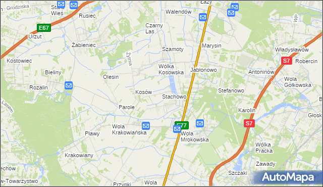 mapa Stachowo gmina Lesznowola, Stachowo gmina Lesznowola na mapie Targeo