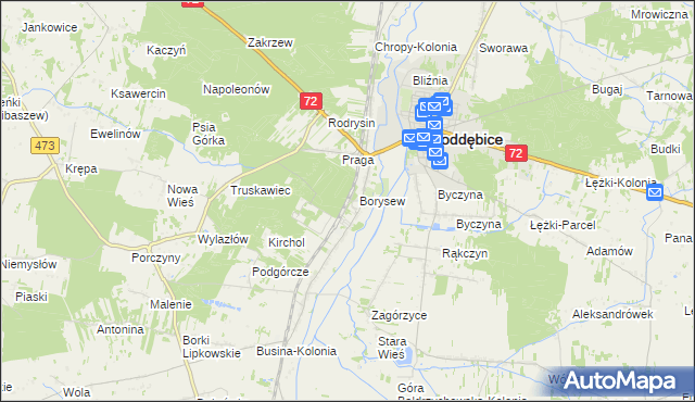 mapa Stacja Poddębice, Stacja Poddębice na mapie Targeo