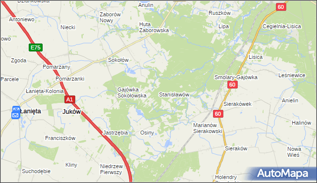 mapa Stanisławów gmina Gostynin, Stanisławów gmina Gostynin na mapie Targeo