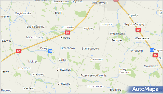 mapa Stanisławowo gmina Drobin, Stanisławowo gmina Drobin na mapie Targeo