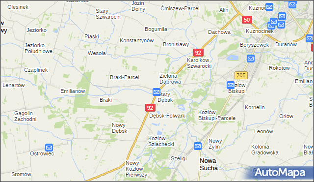 mapa Stary Dębsk, Stary Dębsk na mapie Targeo