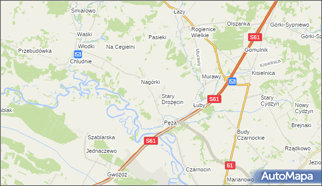 mapa Stary Drożęcin, Stary Drożęcin na mapie Targeo