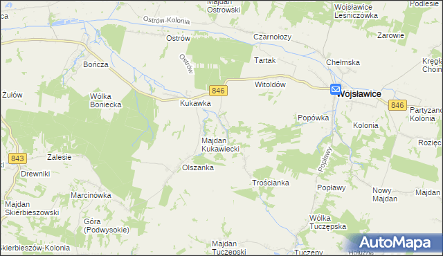 mapa Stary Majdan gmina Wojsławice, Stary Majdan gmina Wojsławice na mapie Targeo