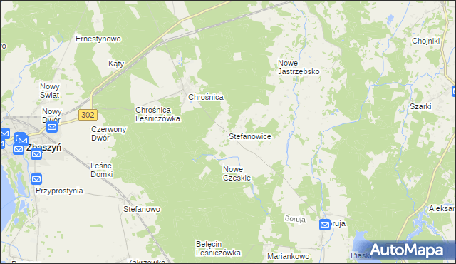 mapa Stefanowice gmina Zbąszyń, Stefanowice gmina Zbąszyń na mapie Targeo