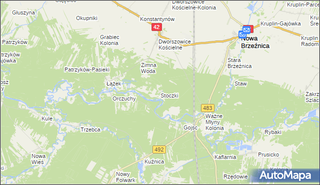 mapa Stoczki gmina Nowa Brzeźnica, Stoczki gmina Nowa Brzeźnica na mapie Targeo