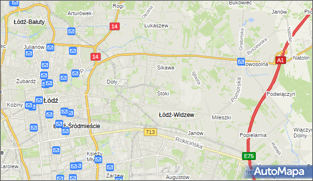 mapa Stoki gmina Łódź, Stoki gmina Łódź na mapie Targeo