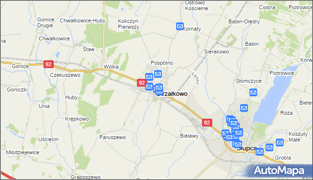 mapa Strzałkowo powiat słupecki, Strzałkowo powiat słupecki na mapie Targeo