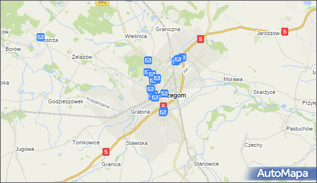mapa Strzegom powiat świdnicki, Strzegom powiat świdnicki na mapie Targeo