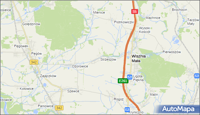mapa Strzeszów gmina Wisznia Mała, Strzeszów gmina Wisznia Mała na mapie Targeo