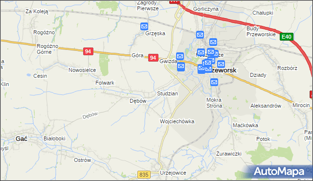 mapa Studzian, Studzian na mapie Targeo