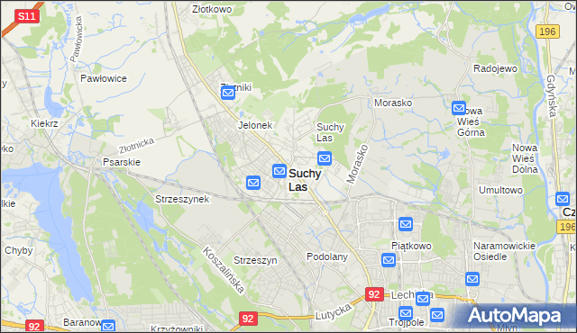 mapa Suchy Las powiat poznański, Suchy Las powiat poznański na mapie Targeo