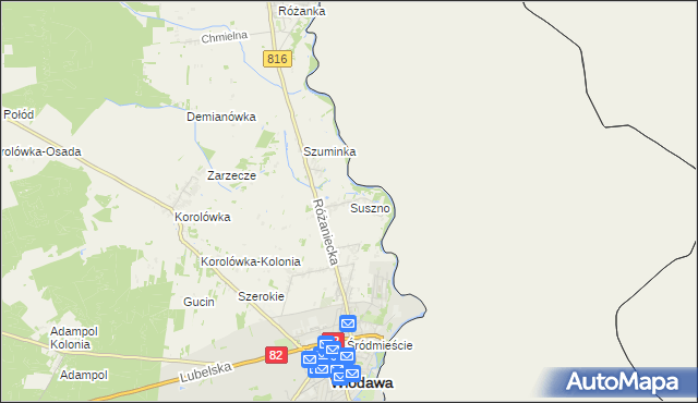 mapa Suszno, Suszno na mapie Targeo