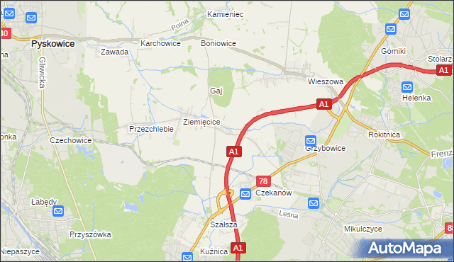 mapa Świętoszowice, Świętoszowice na mapie Targeo
