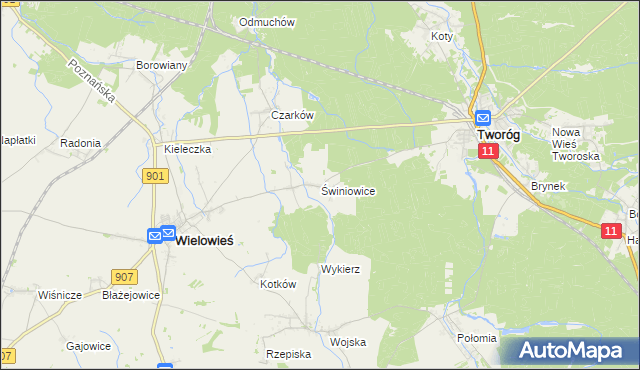 mapa Świniowice, Świniowice na mapie Targeo