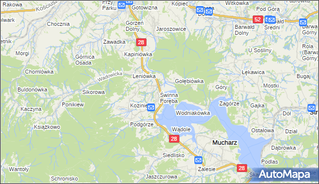 mapa Świnna Poręba, Świnna Poręba na mapie Targeo