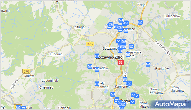 mapa Szczawno-Zdrój, Szczawno-Zdrój na mapie Targeo