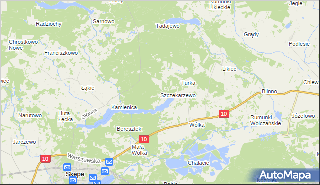 mapa Szczekarzewo, Szczekarzewo na mapie Targeo