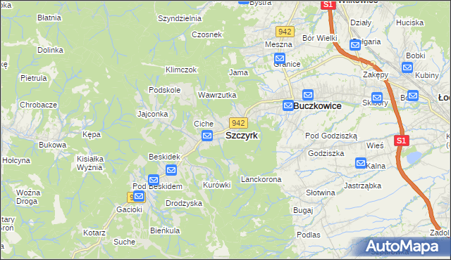 mapa Szczyrk, Szczyrk na mapie Targeo