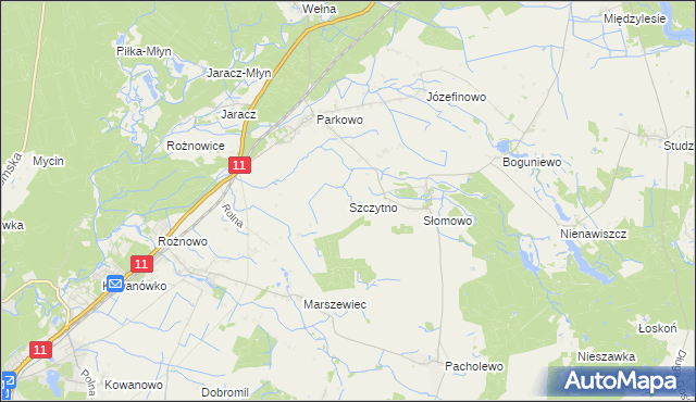 mapa Szczytno gmina Rogoźno, Szczytno gmina Rogoźno na mapie Targeo