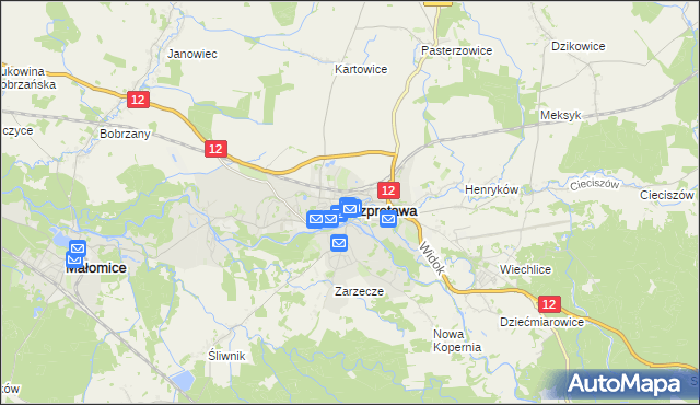 mapa Szprotawa, Szprotawa na mapie Targeo