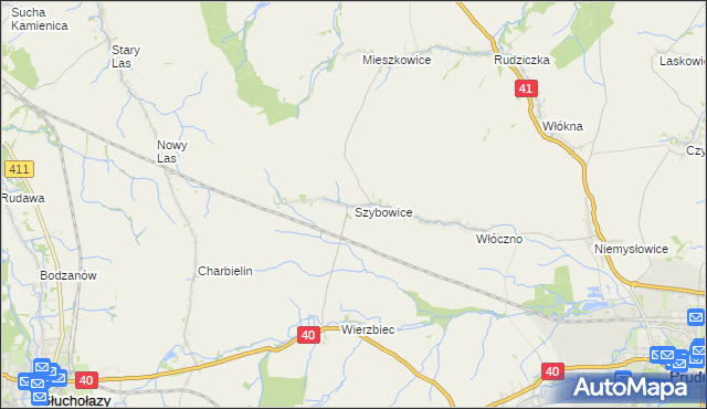mapa Szybowice, Szybowice na mapie Targeo