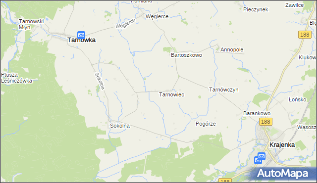 mapa Tarnowiec gmina Tarnówka, Tarnowiec gmina Tarnówka na mapie Targeo