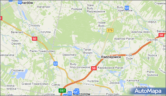 mapa Tartak Brzózki, Tartak Brzózki na mapie Targeo