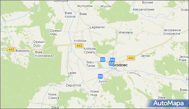 mapa Tartak gmina Grodziec, Tartak gmina Grodziec na mapie Targeo