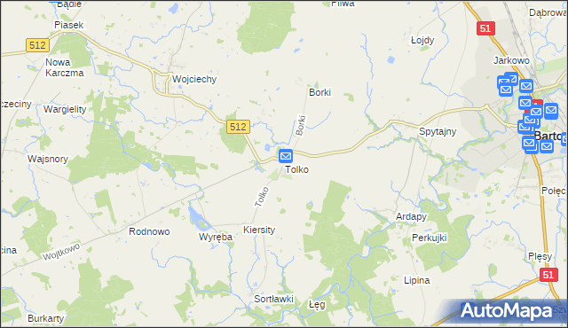 mapa Tolko, Tolko na mapie Targeo
