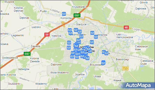 mapa Tomaszów Mazowiecki, Tomaszów Mazowiecki na mapie Targeo
