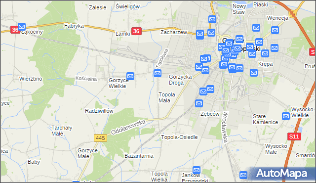 mapa Topola Mała, Topola Mała na mapie Targeo