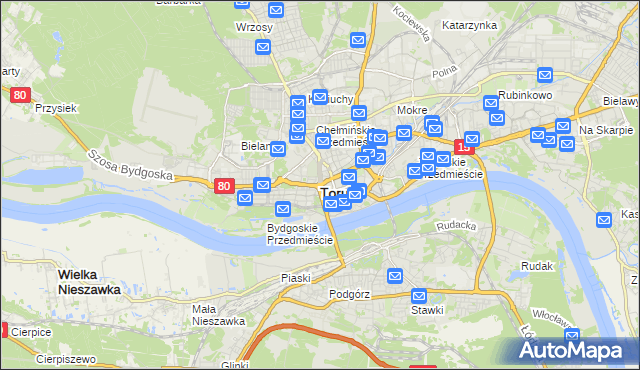 mapa Torunia, Toruń na mapie Targeo