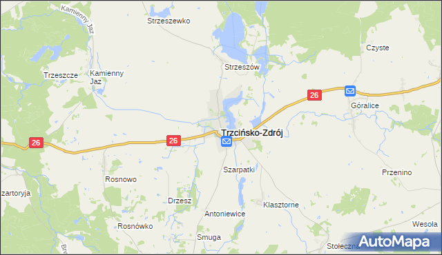 mapa Trzcińsko-Zdrój, Trzcińsko-Zdrój na mapie Targeo