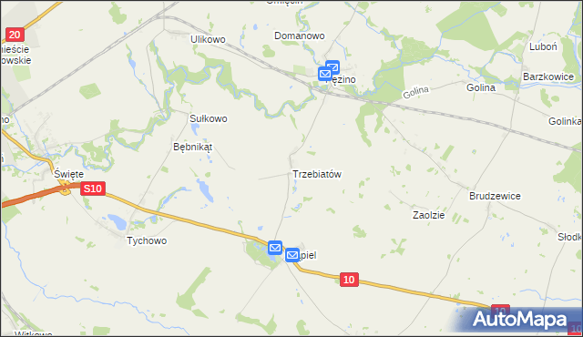 mapa Trzebiatów gmina Stargard, Trzebiatów gmina Stargard na mapie Targeo