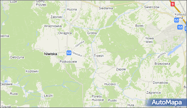 mapa Trześń gmina Niwiska, Trześń gmina Niwiska na mapie Targeo
